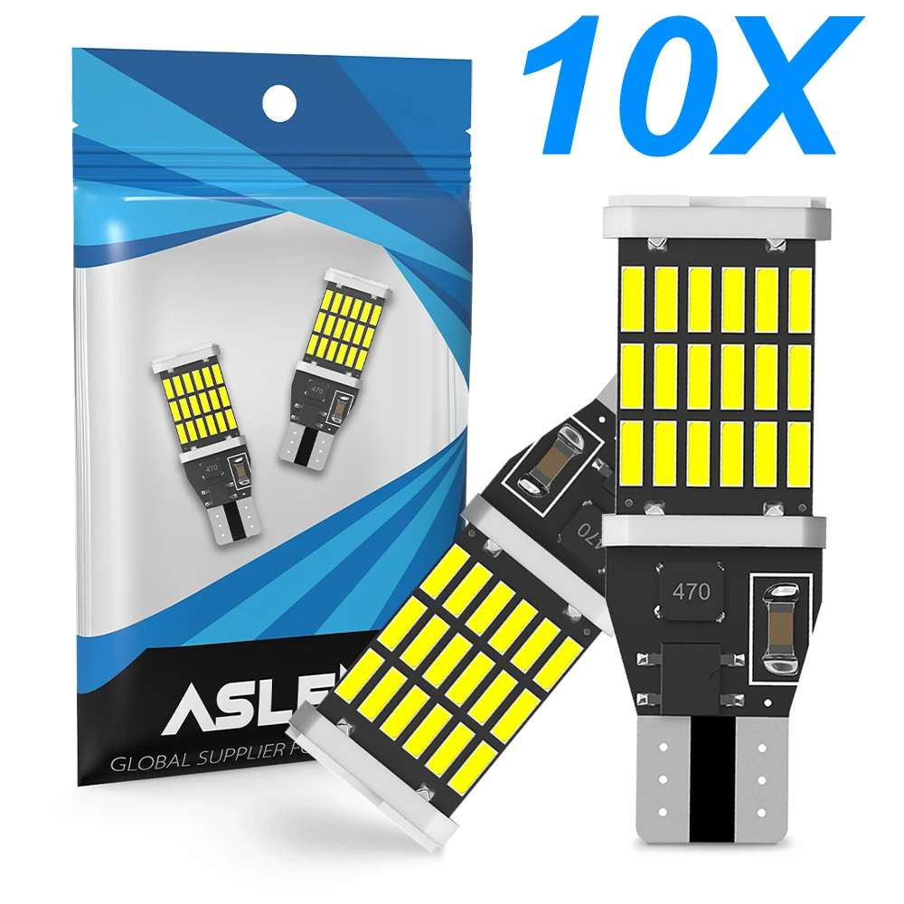 

10PCS T15 W16W 921 912 T16 902 LED Bulbs High Power 4014 45SMD Super Bright 1200LM Replace Car Reversing Light White Amber Red