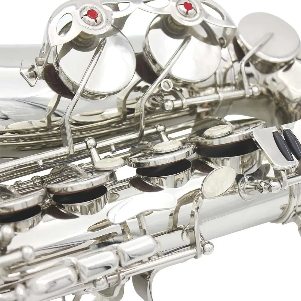 SLADE Alto Saxophone Eb E Flat Alto Saxophone Silver-Plated Sax with Carrying Case Reeds Gloves Cleaning Cloth Accessories