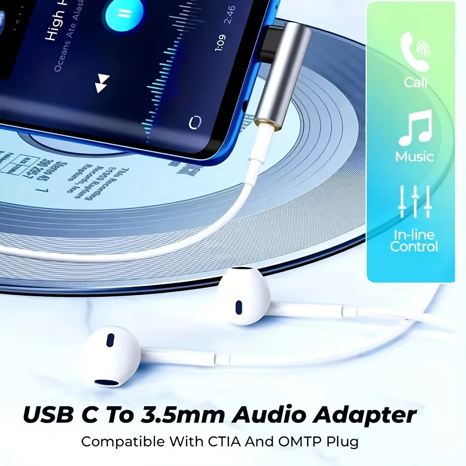 Ultra-Slim Type-C to 3.5mm Audio Adapter | Compact and Portable Design