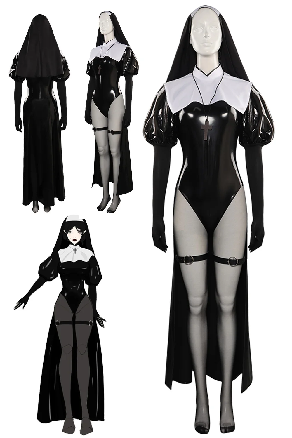 

Women Nut Cosplay Sexy Jumpsuit Fantasy 2023 Movie The Nun 2 Costume Disguise Adult Girls Halloween Party Fantasia Outfits