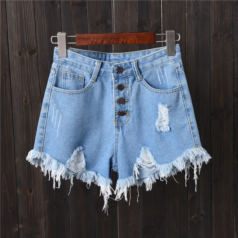 Black Women's Shorts S-6XL High Waist Wide Leg Ladies Denim Shorts Casual Streetwear Summer Jeans Shorts Ripped Button Female chino shorts Shorts