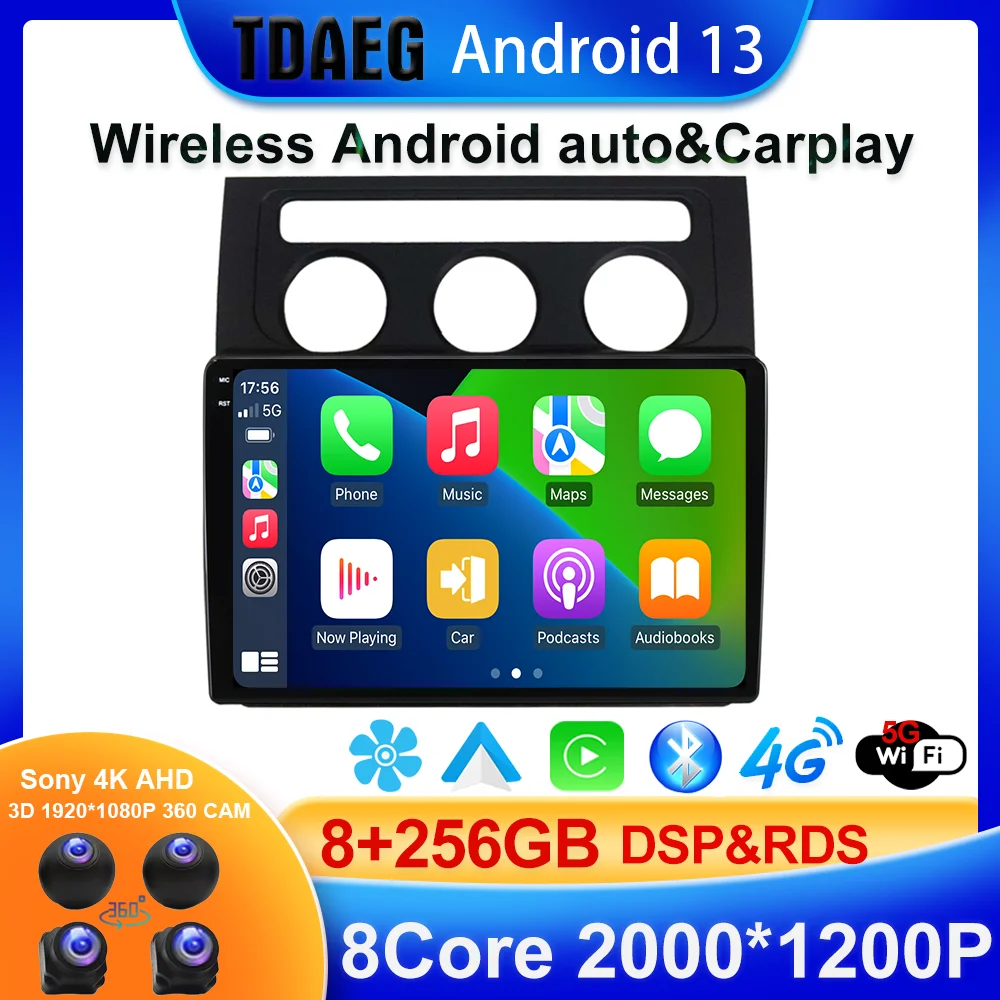 

Android 13 256G 2K 8+256G For Volkswagen Touran 1 2003 - 2010 Car Radio Multimedia Video Player Navigation stereo GPS BT5.0 DSP