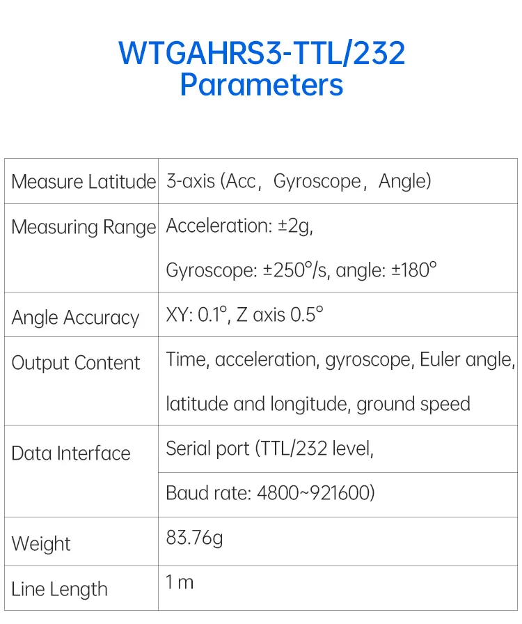 WitMotion WTGAHRS3 Sistema di navigazione GPS-IMU a 6 assi, accelerometro integrato + giroscopio elettronico + magnetometro + barometro - Image 4