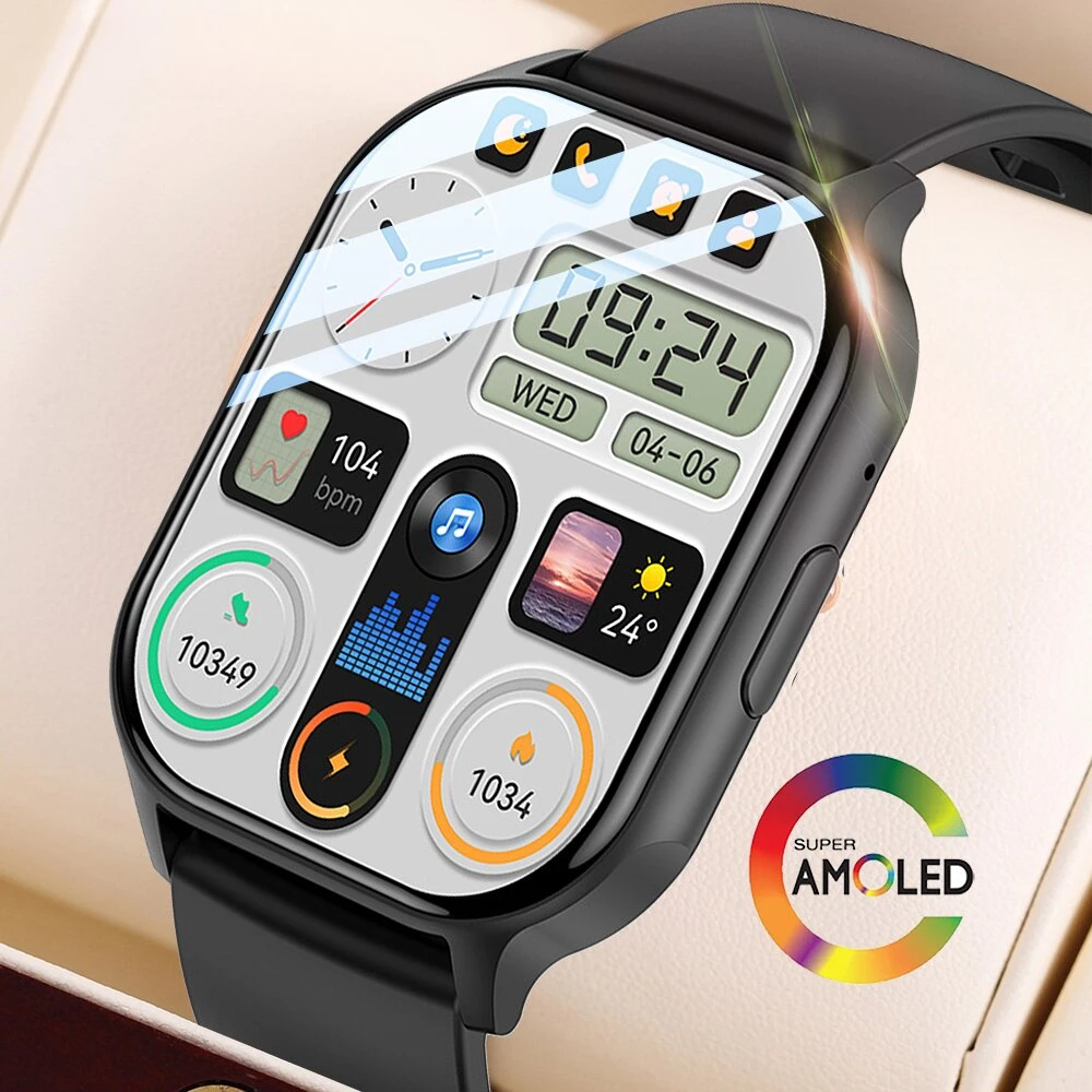 

2024 New HK26 2.04'' AMOLED Screen Smart Watch Men Women Bluetooth Call Fitness Tracker Waterproof Sport Smartwatch Men for IOS