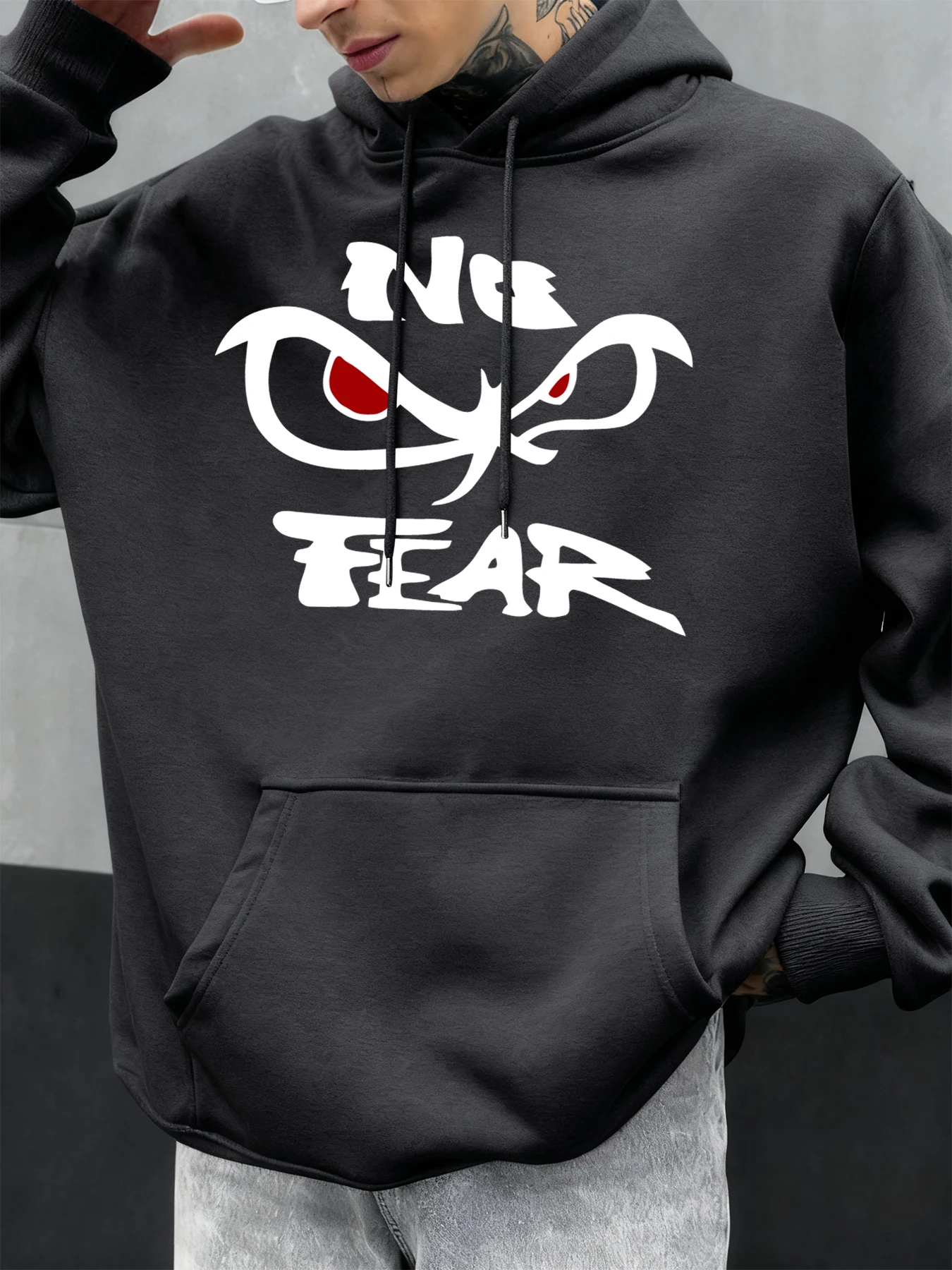 Keine Angst Bestimmte Gaze Drucke Männer Hoodie Fleece Hoodies Tasche Weiche Hoody Herbst Lässige Sportswear Mode Straße Kleidung – Detail 11