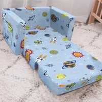 Kids Sofa Couch,Toddler Children 2-in-1 Convertible Sofa to Lounger, Comfy Flip-Out Couch/Sleeper, Rocket Outer Space Chair 1