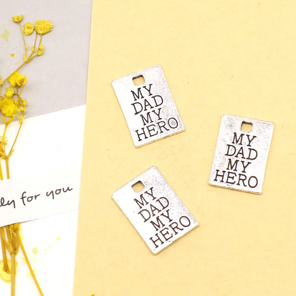 

5pcs 15x21mm Dad Hero Letters Charms Pendant For Jewelri Home Decor Crafts Woman Jewelri Antique Silver Color