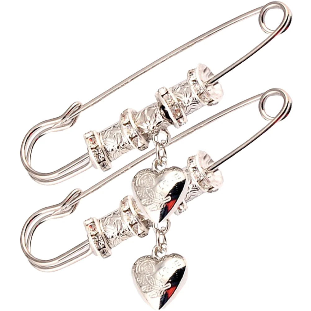 

2 Pcs Scarf Button Safety Pin Brooch Accessories Clothing Accessory Alloy Sweater