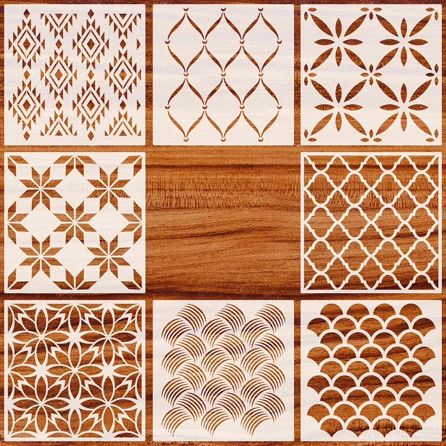 استنسل هندسية ماندالا للرسم على الجدران ، 30 × 30 سنتيمتر