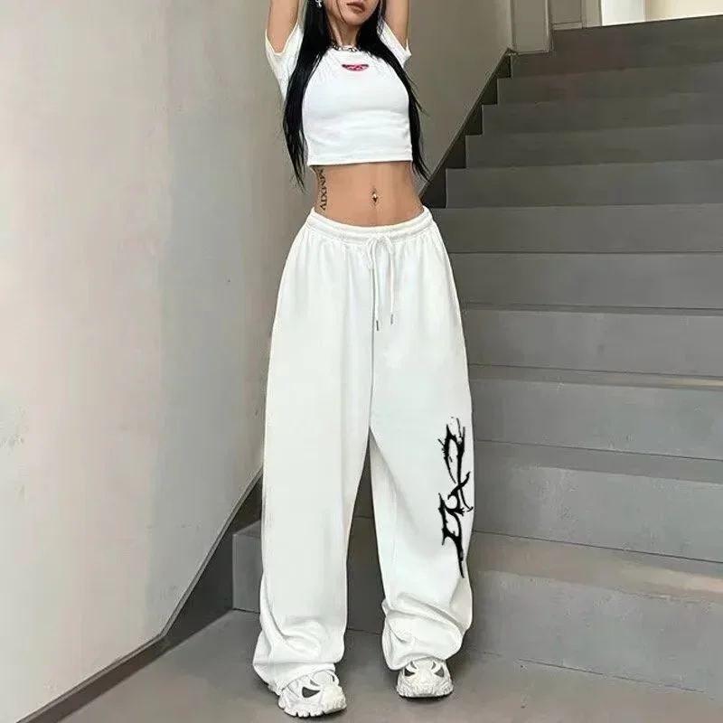 아메리칸 루즈 스트레이트 3D 프린팅 힙합 재즈 댄스 스웨트팬츠 속건성 와이드 레그 캐주얼 레이지 스타일 스포츠 트라우저