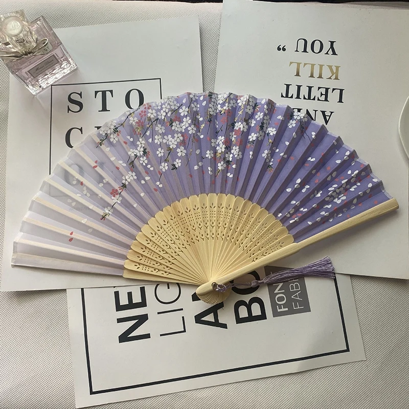 Wooden Silk Folding Fan Summer Decoration