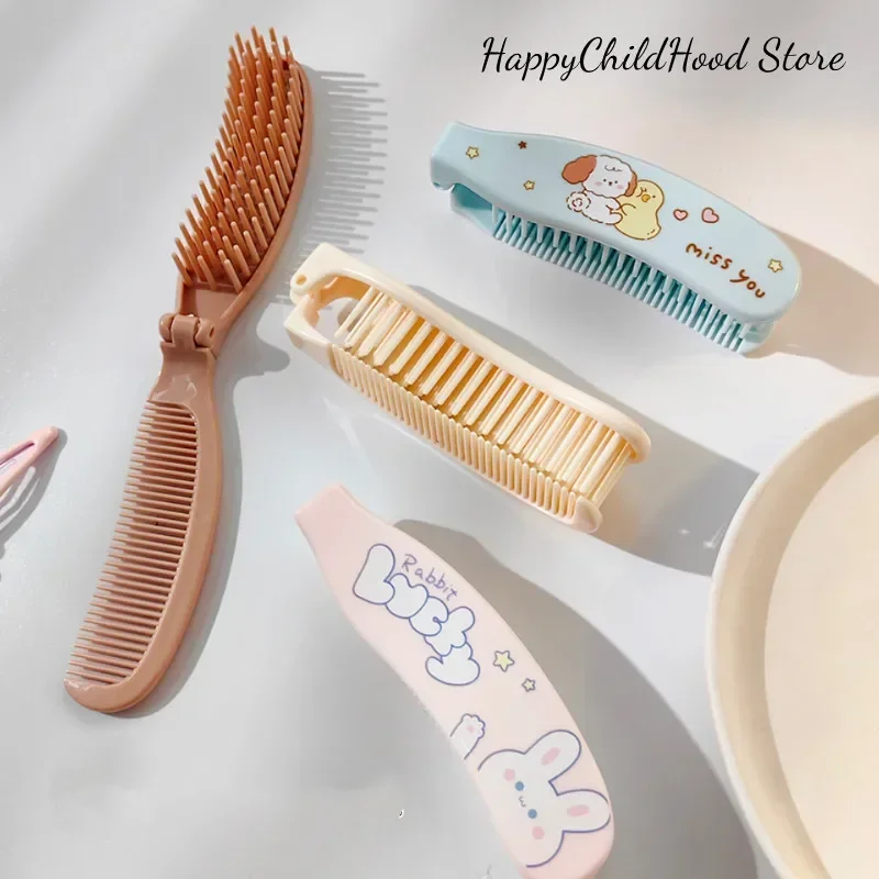 Cute Cartoon Bear Bunny Puppy Hair Comb Baby Girls Hairbrush Portable Fold Combs Kids Children Hair Brush Accessories
