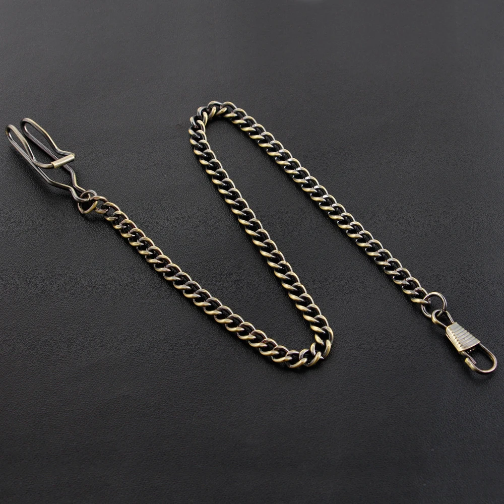 Brown Pocket Watch Chain 37.5cm All Stainless Steel Chain Vintage Antique Necklace Men's Women Accessories