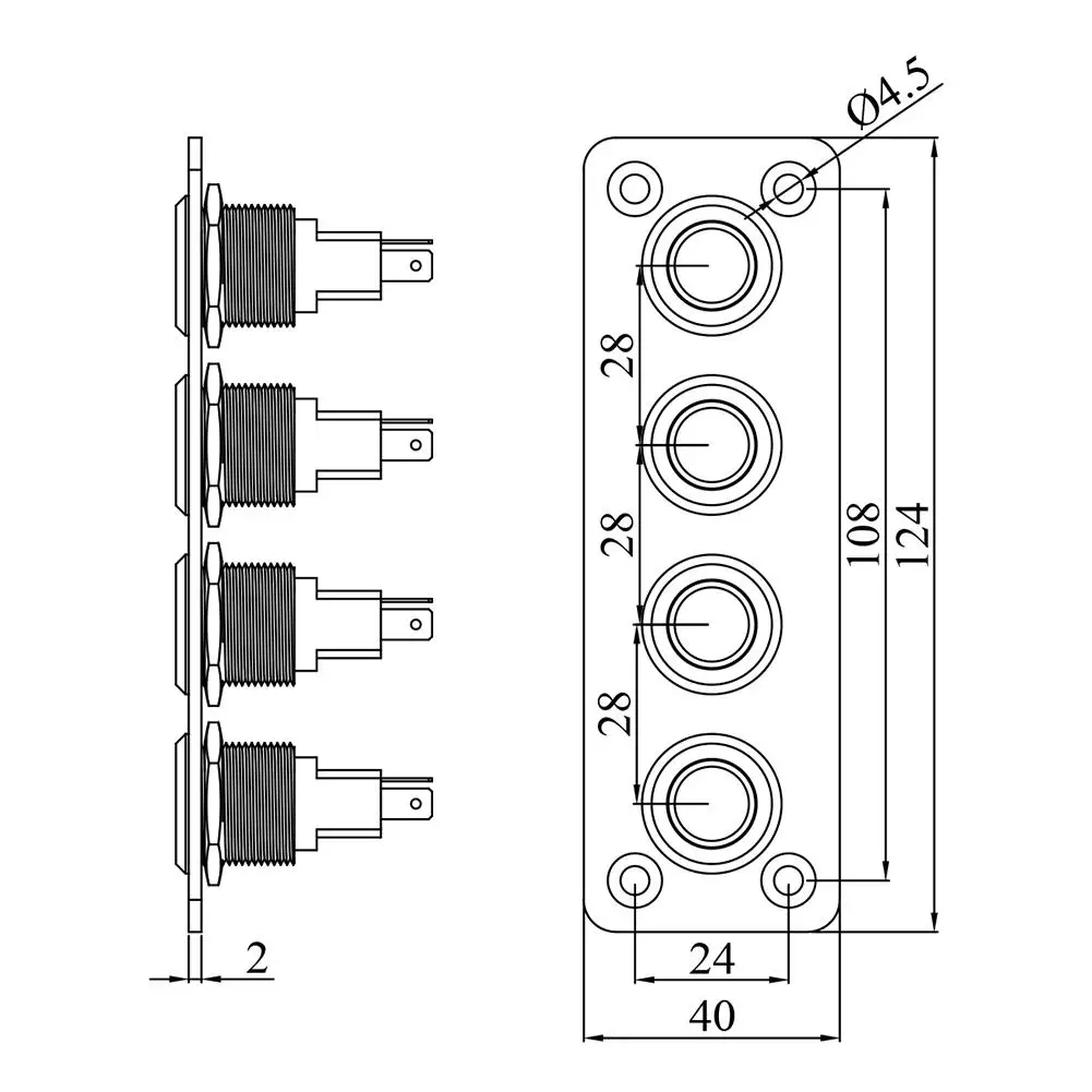 On-off Switch Panel Self-locking Button Switch With Wire Rv Modified Parts Blue Light Stainless Steel