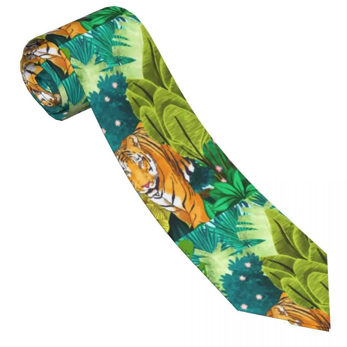 

Jungle Tiger Tie Wild Animal Gift Man Neck Ties Vintage Shirt Polyester Silk Party