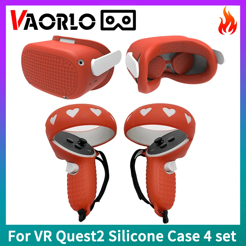 4-In-1 Vr Silicone Protective Case Set For Oculus Quest 2 Touch Controller+Host+Face+Lens Cover Case Waterproof Dustproof Quest2