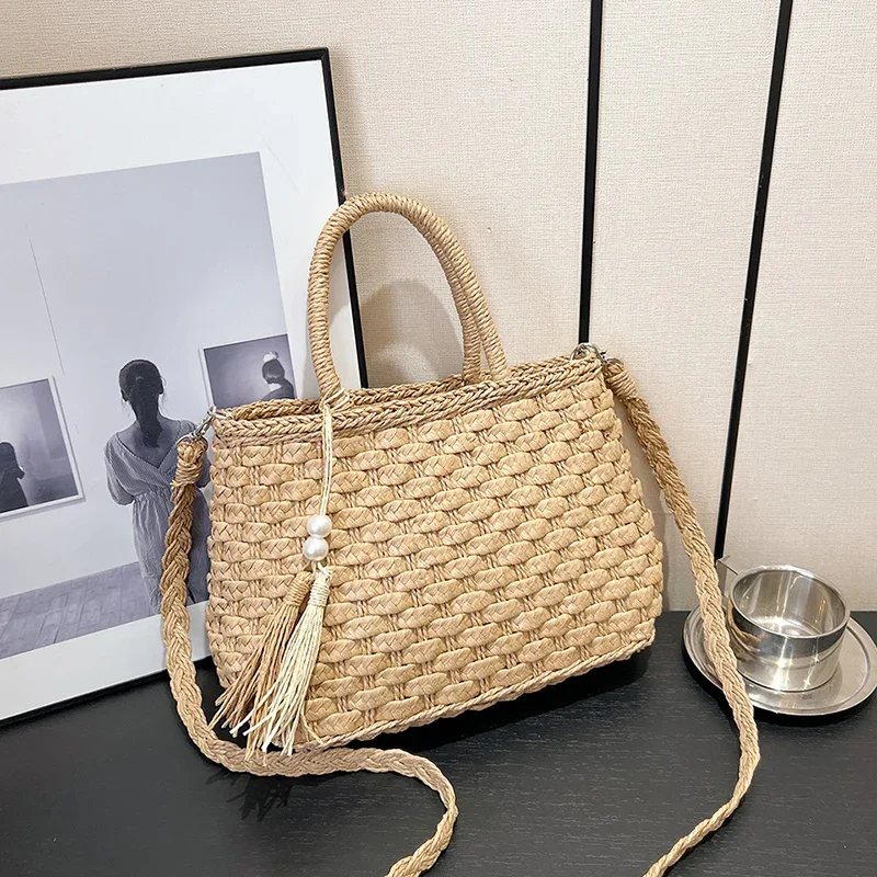 

Tassels Straw Top-Handle Bags Ladies Bags on Sale 2024 High Quality Sewing Thread Handbags Free Shipping Bolsas Femininas