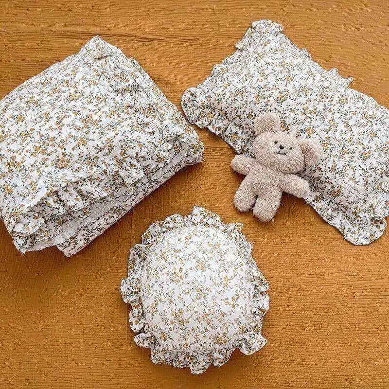 Cotton Muslin Toddler Duvet Cover set Vintage Floral Duvet Cover & Pillowcase Set for Childrens