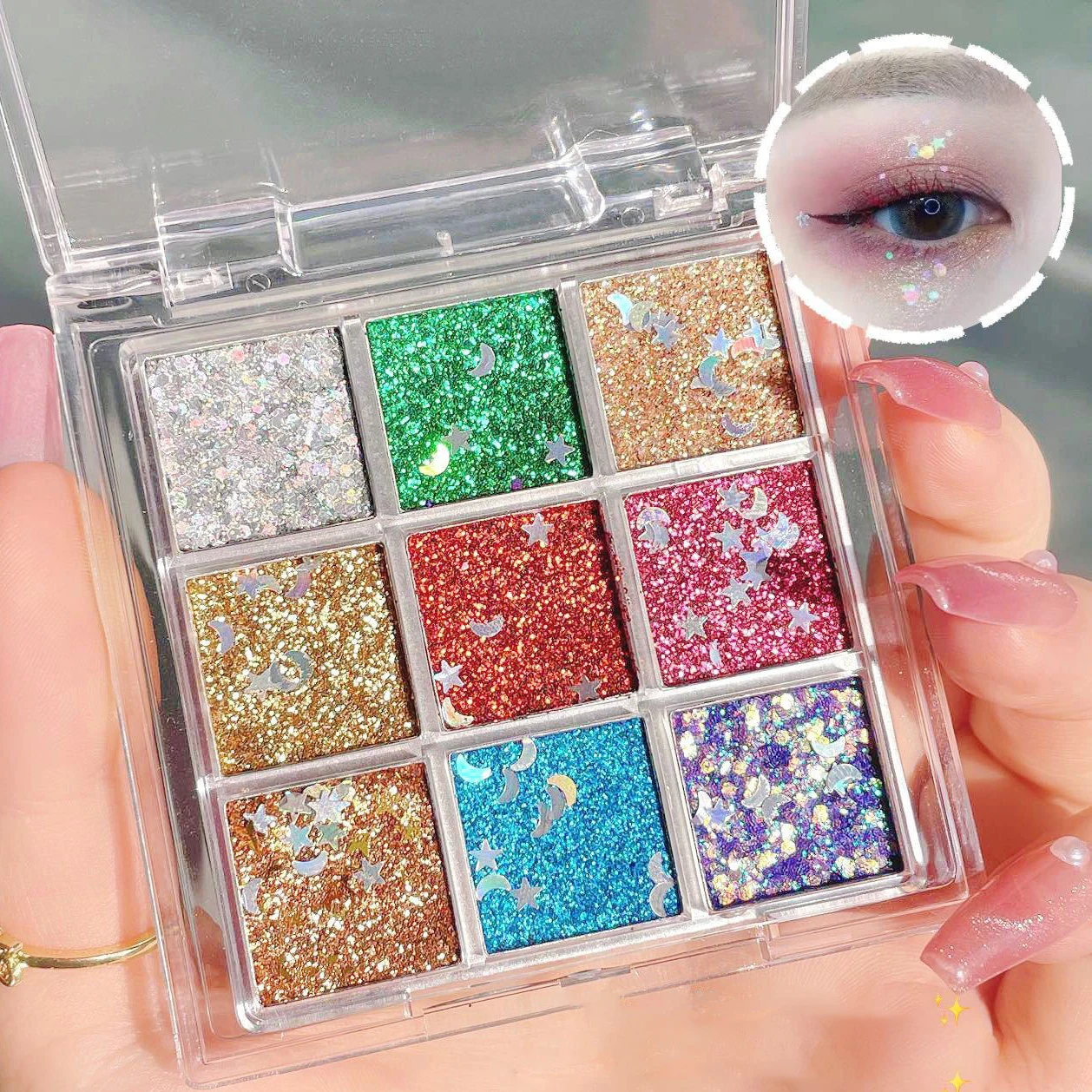 Glitter Gel for Eyes Hair Body Face Shimmer Diamond Eye Shadow Sequins Gel Cream Flashing Nail Stickers Festival Makeup Decor holographic glitter makeup,glitter gel makeup,glitter makeup