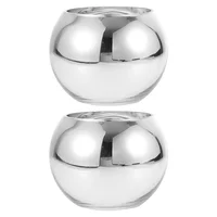 2 Pcs Vase Spherical Glass Flower Holder for Table Bowl Vintage Decoration Bud Vases Silver 2