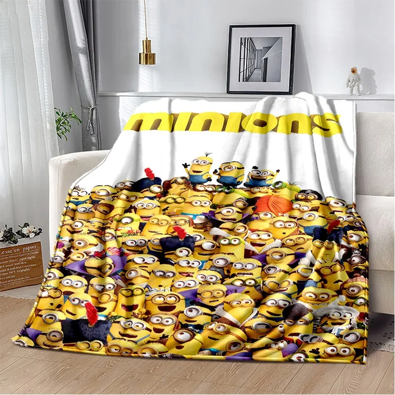 Kawaii Despicable Me Minions Soft Flannel Blankets,Throw Blanket Comfortable Blanket for Picnic Beds Sofa Home Bedroom Kid Cover 4