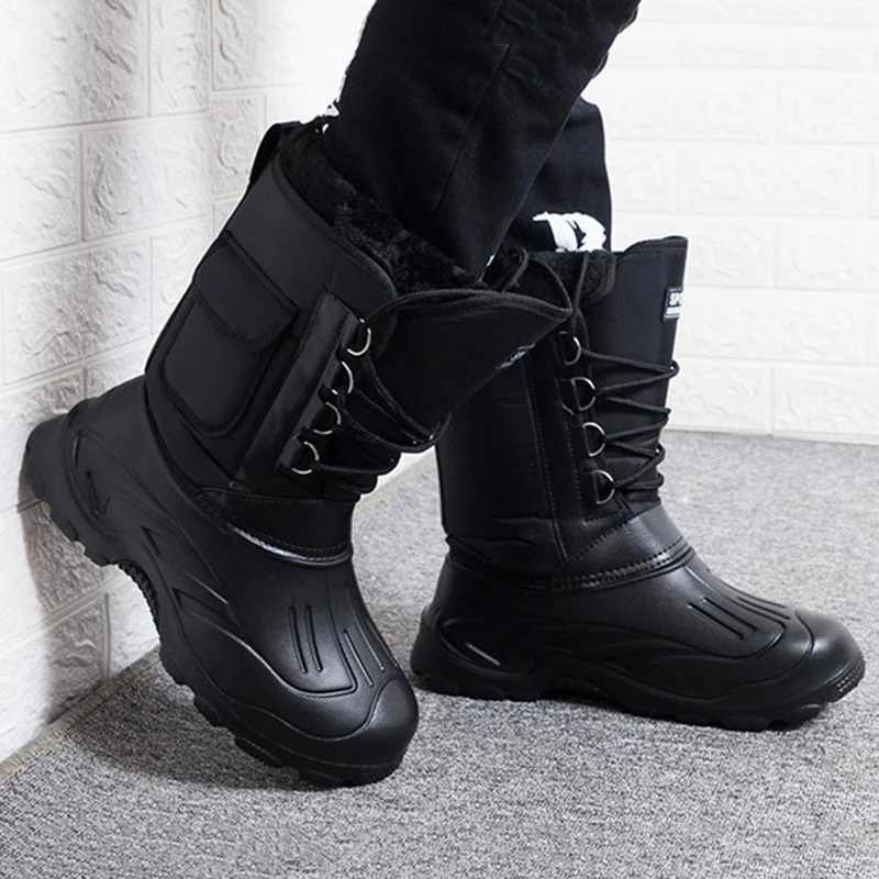 

Waterproof Men Winter Boots 2022 Non-slip Men Snow Boots Platform Shoes Men Boots Army Short Plush Men Winter Shoes Plus Size 46