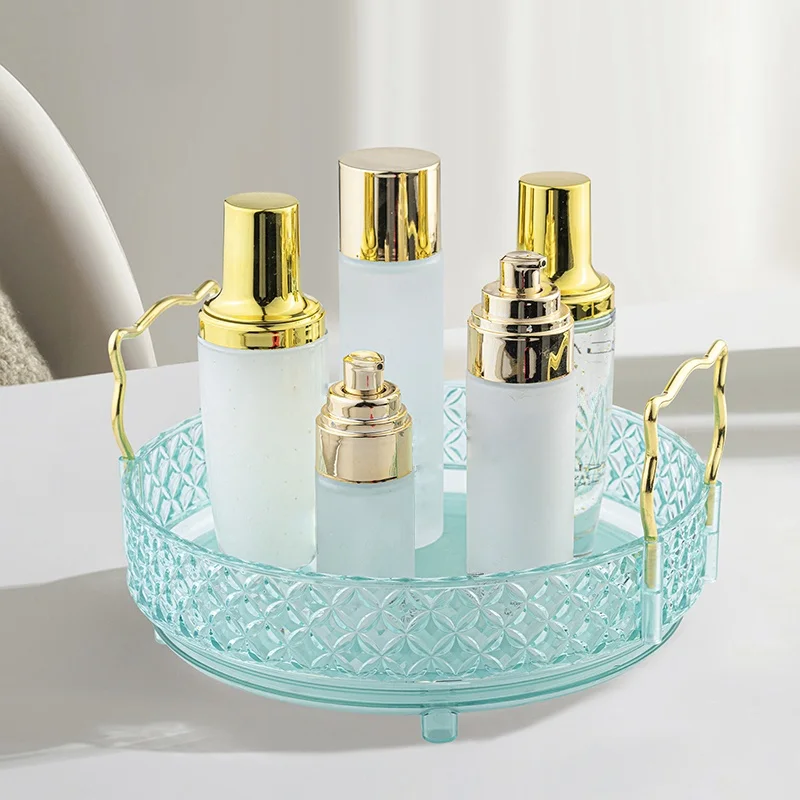 1PC Rotating Makeup Organizer, Bedroom Dresser or Vanity Countertop Storage, clear cosmetic storage rack, for skin care products 4