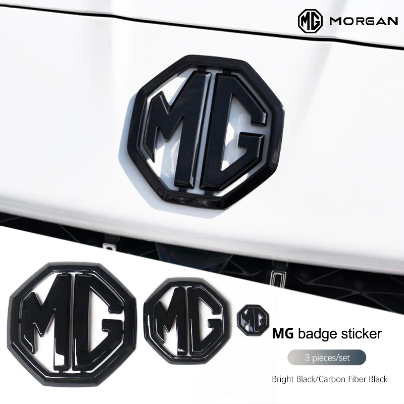 Helle schwarze Auto-Abzeichenaufkleber vorne und hinten, Lenkrad-Logo-Aufkleber für MG MG4 MG5 MG6 MG7 MG HS MG5 Scorpio MG6 PRO ZS
