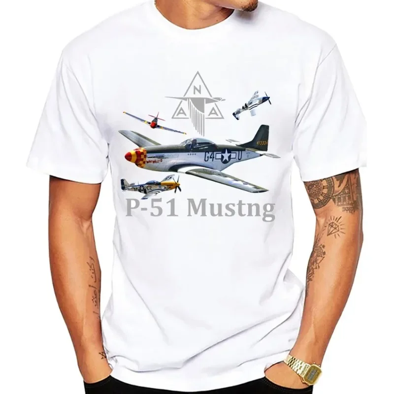 2023 Manica Corta Nordamericana P-51 Mustang Guerra Mundial Ii Avipubblicitario De Combate Imprimir Novos Homens Manga Curta Vendita Calda