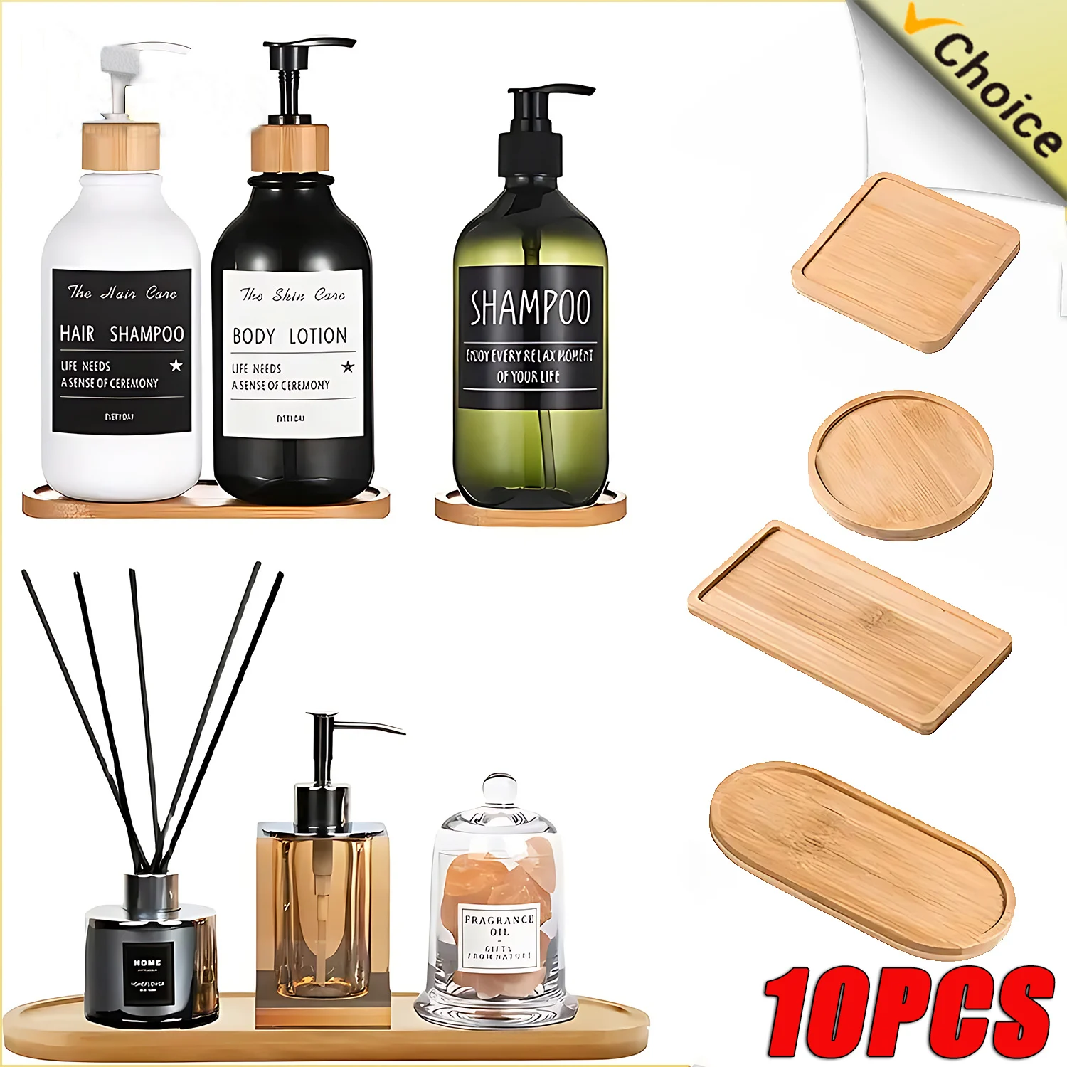 Wooden Soap Dispenser Tray Vanity Countertop Bottles Organizer Holder Round Square Candles Jewelry Storage Tray for Bathroom wooden tray bathtub storage rack silicone bathroom tray