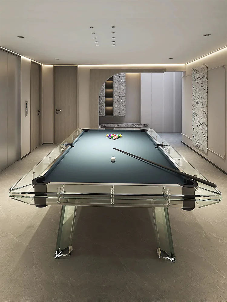 Classy crystal glass standard billiard table for home indoor tempered glass billiard table