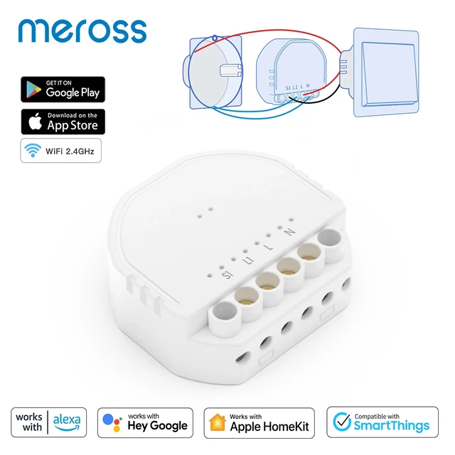 Meross Homekit WiFi In-Wall สมาร์ท DIY สวิทช์ไร้สาย 1 GANG 1 WAY โมดูลสวิทช์ไฟสําหรับ Alexa Google Home SmartThings 1