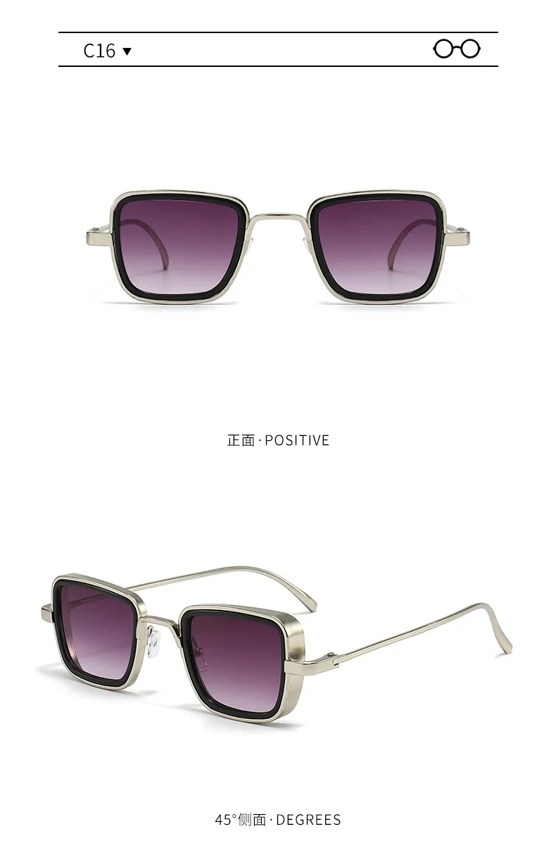 Vintage Metall Rahmen Quadrat Sonnenbrille Für Frauen Männer Punk Sonnenbrille Weibliche Brillen Oculos De Sol für Männlich Weiblich Brillen – Detail 26