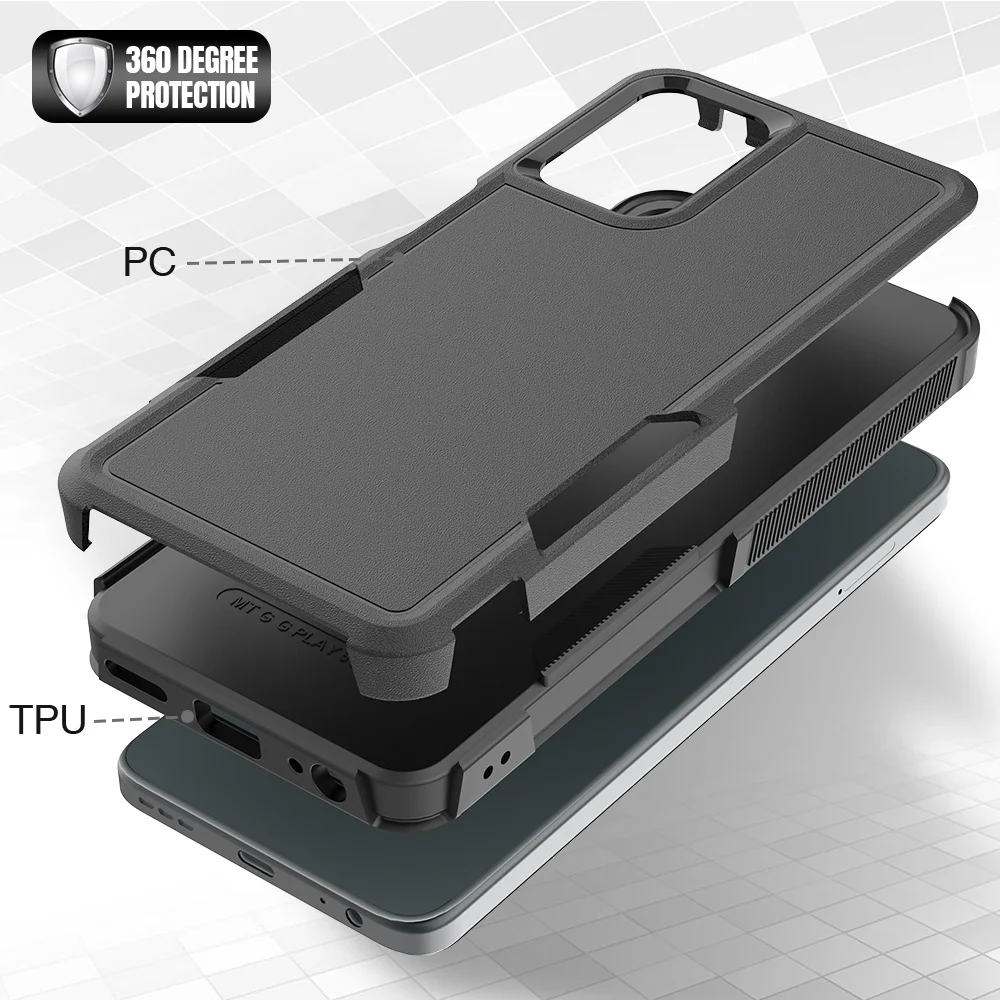 Enhanced Shockproof Hard Cover Protective Phone Case with Screen Protector - Dual Layer Protection