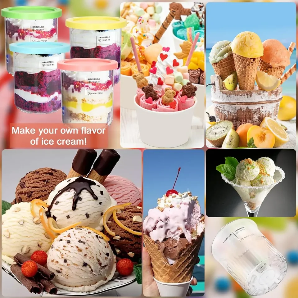 246 Pintas Y Tapas De Crema, Para Ninja Creami Deluxe, Recipientes De Helado De 16 Onzas De Pinta Reutilizables A Prueba De Hojas Compatibles Con