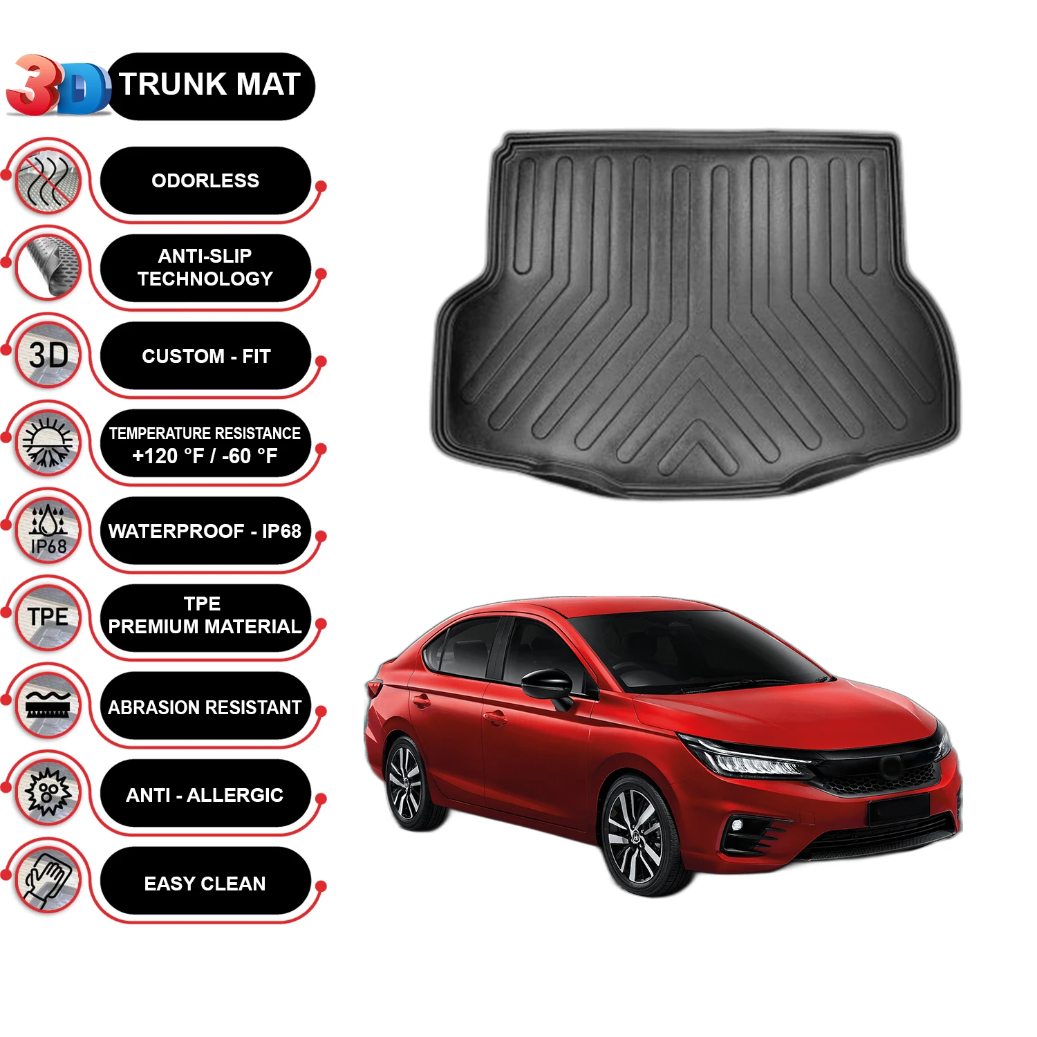

Honda City 2021-2023 Cargo Liner Rear Trunk Floor Mat