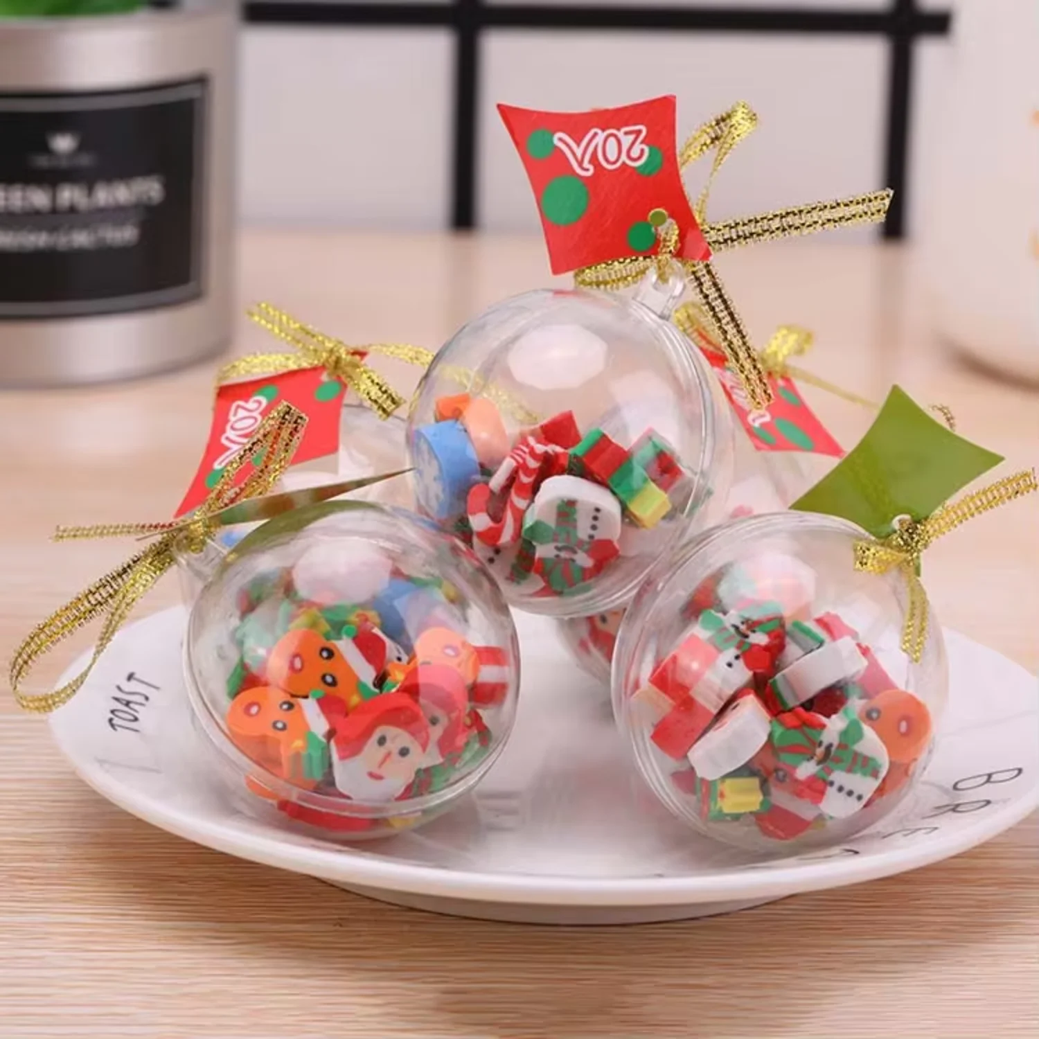 Small Christmas Spherical Eraser as Prize for Kindergarten Pupils Christmas Decorations and Activity