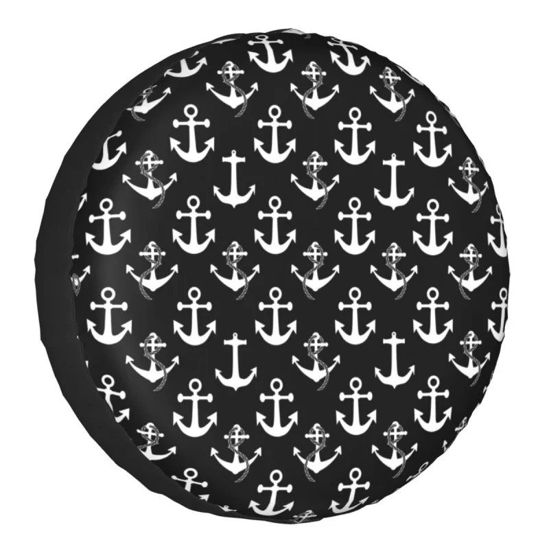 

Black White Nautical Anchor Tire Cover 4WD SUV Sailing Sailor Spare Wheel Protector for Toyota RAV4 Prado 14-17Inch