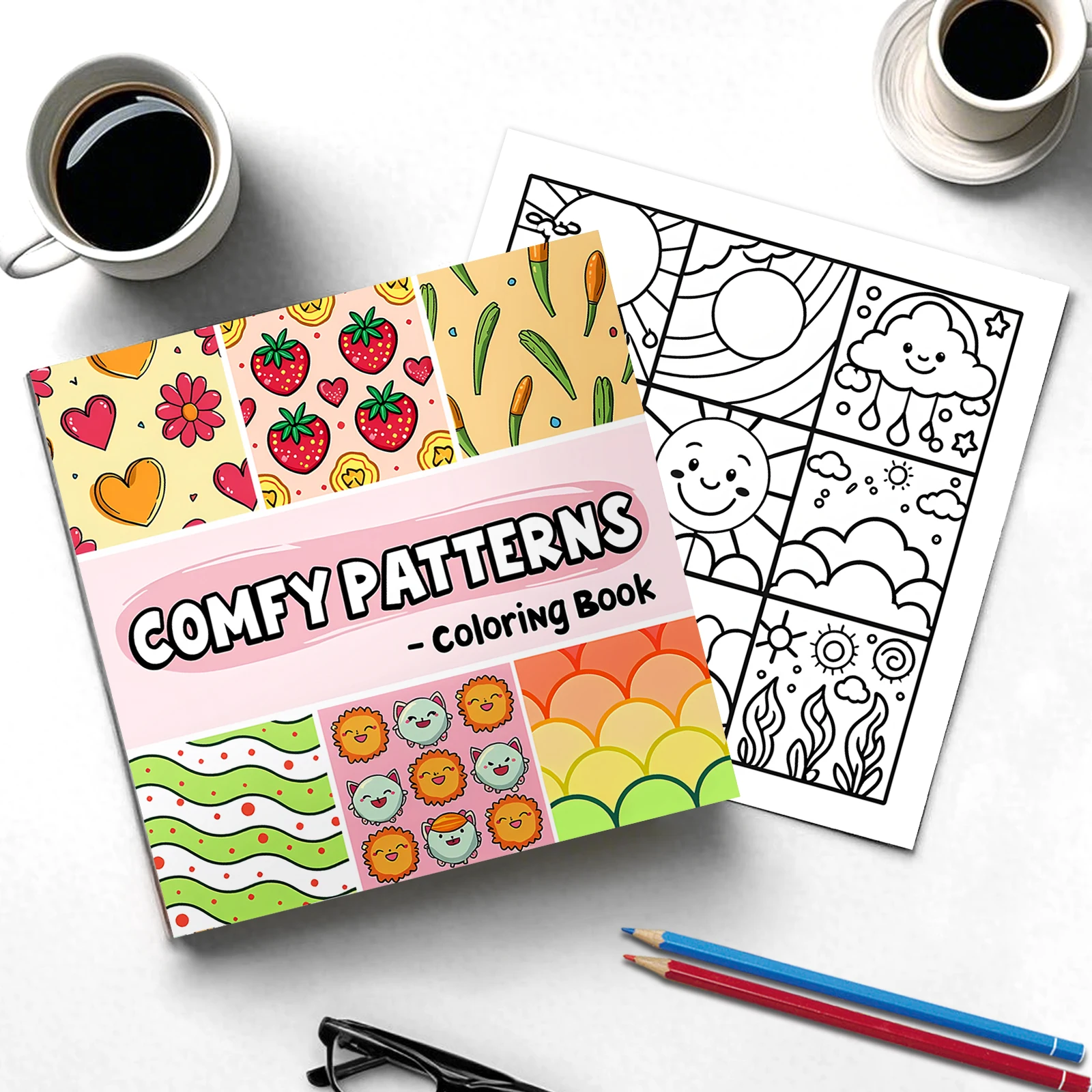 Comfy Patterns Coloring Book Bright Stress Relief Art Perfect Gift for Valentine's Day Christmas New Year Anniversary Birthday 3