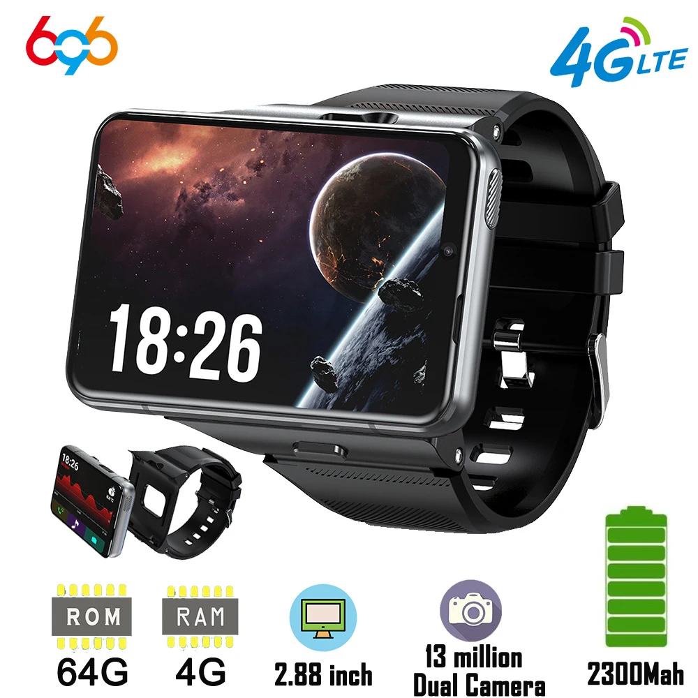 

4G LTE Смарт-часы телефон 2,88 дюйма 480*640 Экран съемные часы телефон ОЗУ 4 Гб ПЗУ 64 Гб Камера 13 МП аккумулятор 2300 мАч Смарт-часы
