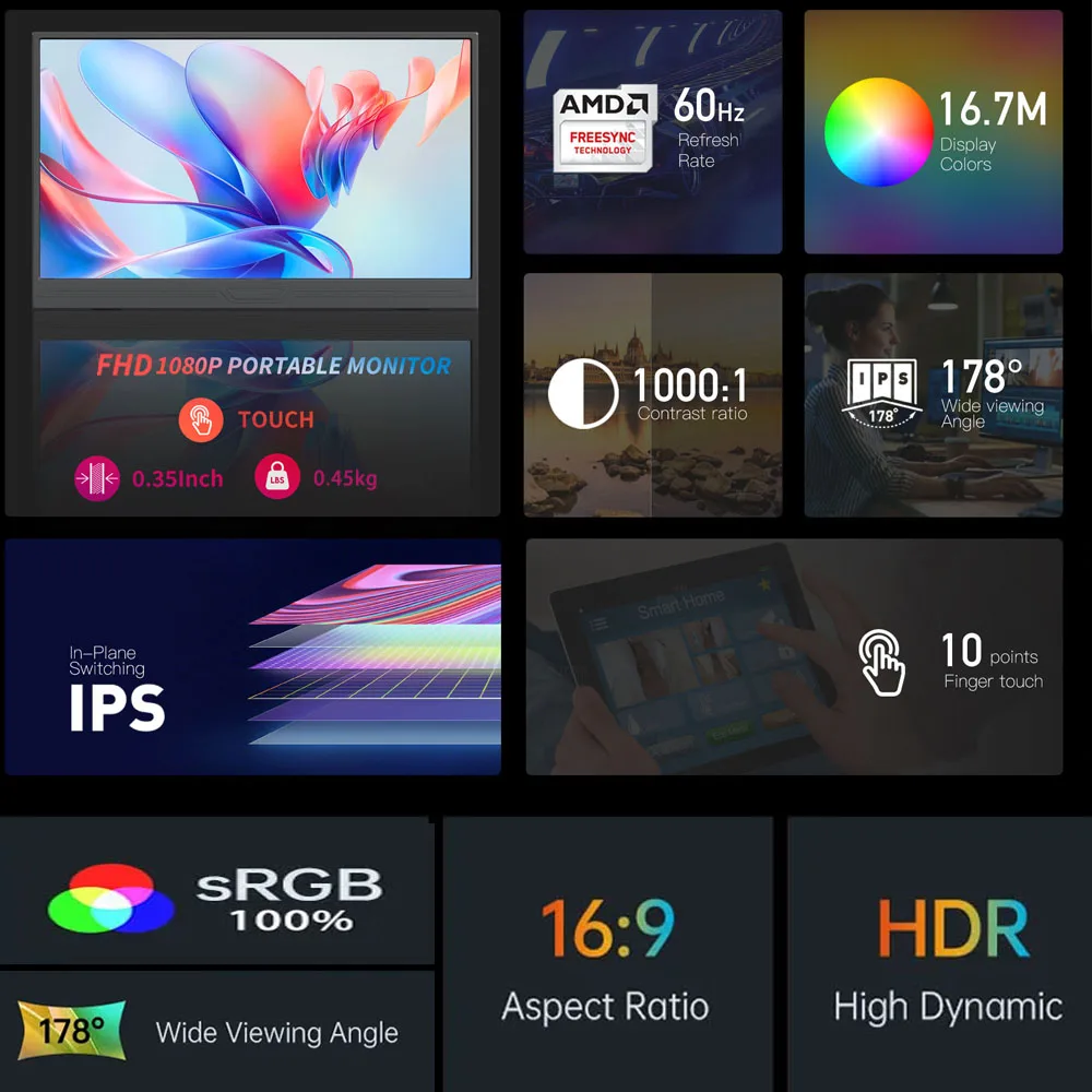 HOESD.a 14 ġ ġ ũ ޴ , Ʈ ޴ 1080P IPS Ȯ ÷