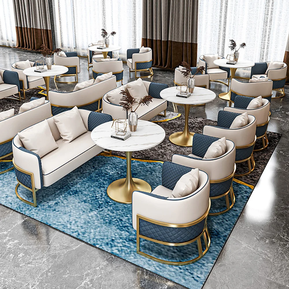 Modern Sofa Combination Office Reception Card Seat Milk Tea Cafe Table and Chair Commercial Furniture