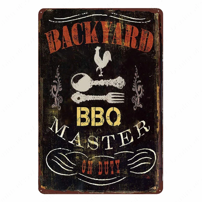 Description Picture 5 of itemBackyard BBQ Sign Vintage Grill King Metal Tin Sign Bar Pub Garden Decor Dad's BBQ Wall Plate Chillin&Grillin Retro Plaque N377