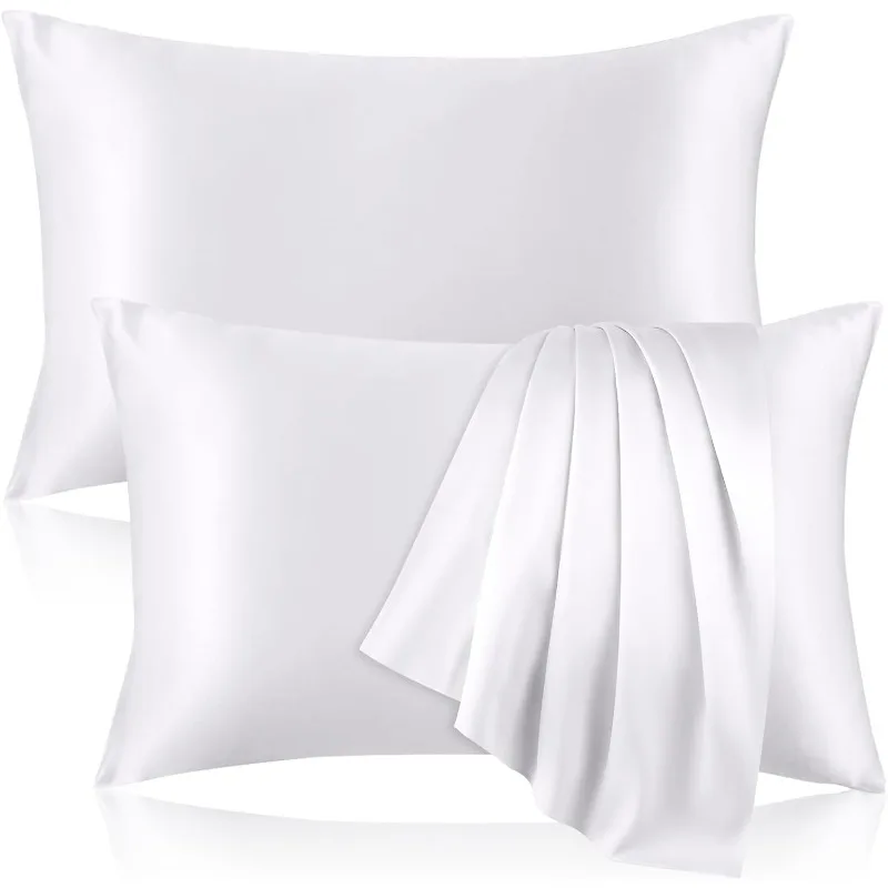 Juego de fundas de almohada de seda satinada de 2 uds, fundas de almohada de tamaño estándar de Coral súper suave para cabello y piel, superventas de alta calidad