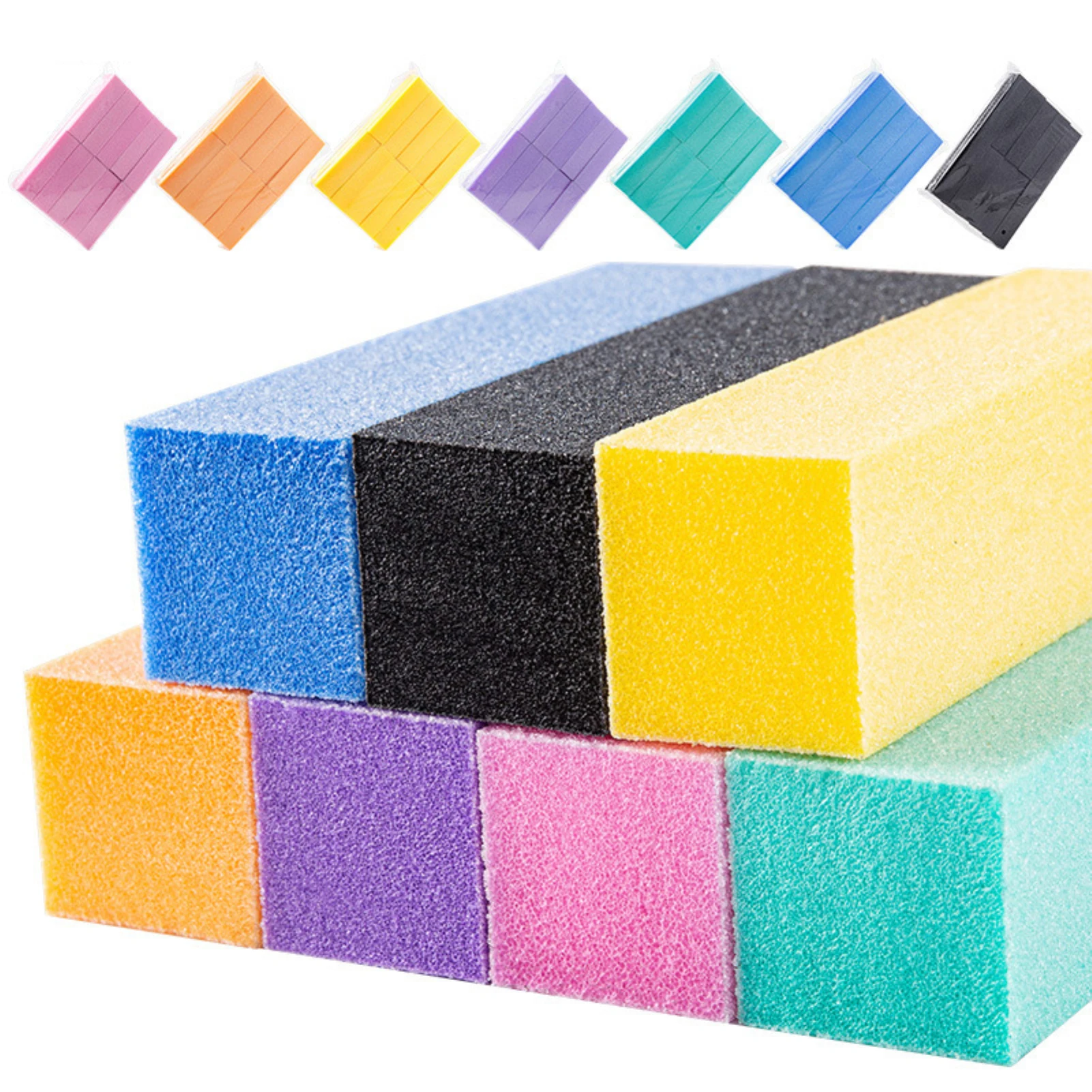 2023 Double-sided Nail File Blocks Colorful Sponge Nail Polish Sanding Buffer Strips Polishing Manicure Tools Nails Accessories