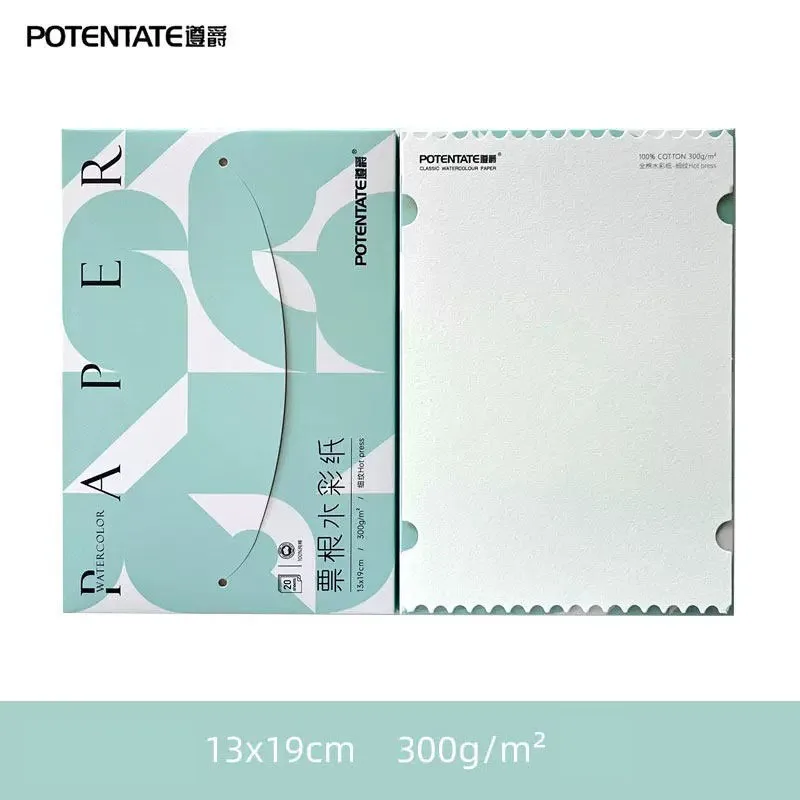 Papel de acuarela con sello POTENTATE, 100% algodón, 300g, hojas de pintura  portátil, suministros de arte - AliExpress