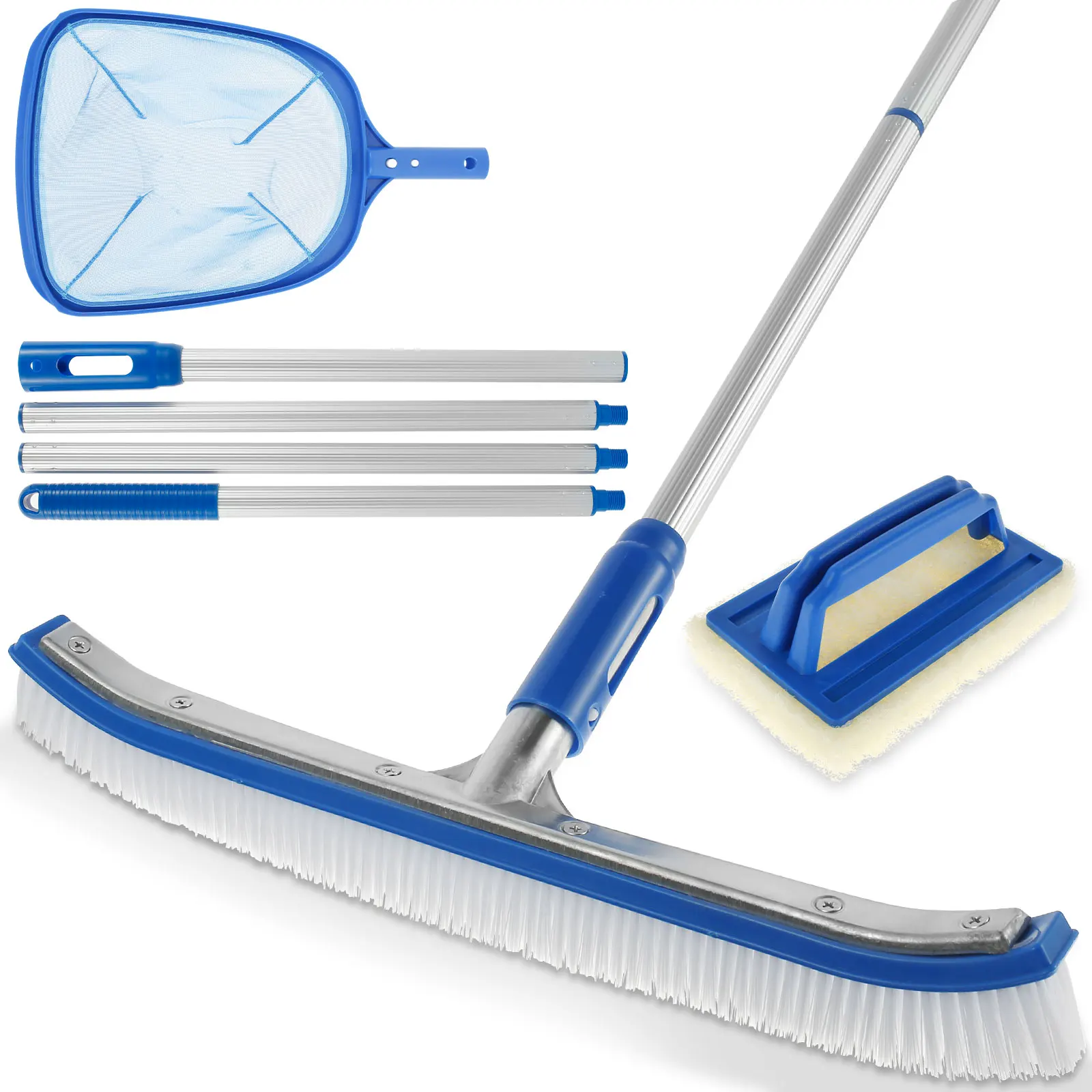 

New Swimming Pool Brush Set Portable Swimming Pool Cleaning Brush with 63in Handle Lightweight Pool Brush Set Adjustable