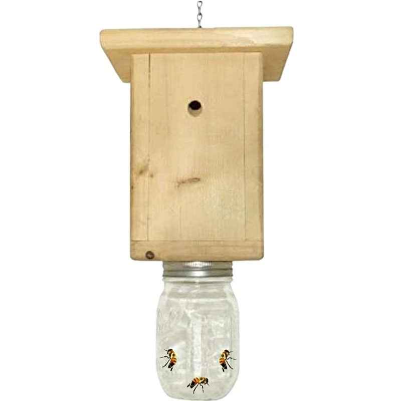 

Wasp Traps Outdoor,Easy To Use Natural Log House Style Carpenter Bee Trap - Bee Catcher Hornet Trap For Garden Durable