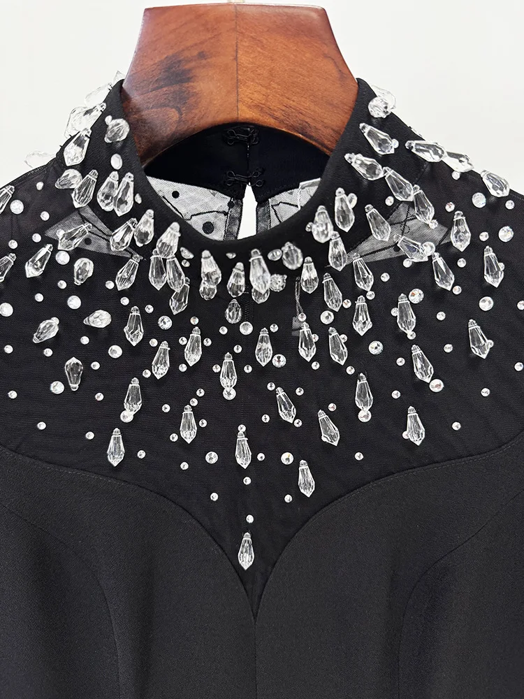 فستان سهرة ماكسي شبك وخرز