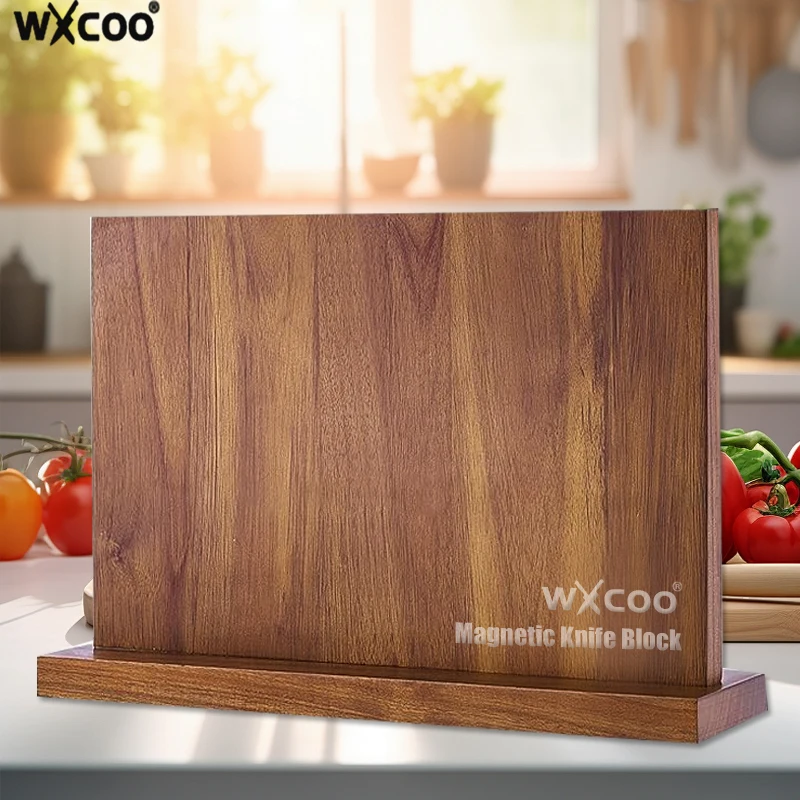 küchexyz.de Best Price | Fast Delivery |Quality Product Long Magnetic Knife Block Acacia Wooden Kitchen Knife Holder Kitchen Counter Strong Enhanced Magnets Stands Storage Knife Holder